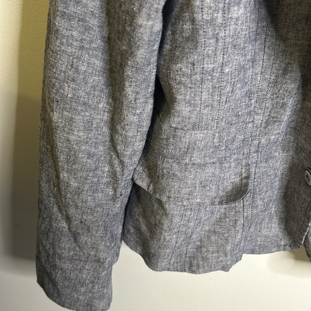 New York & Company blazer gray blue size 12 sewn pockets silver buttons … - Picture 4 of 12